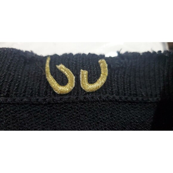 St. John Black Gold Button Down Cardigan Sweater Santana Knit Medium Classic - Picture 9 of 10